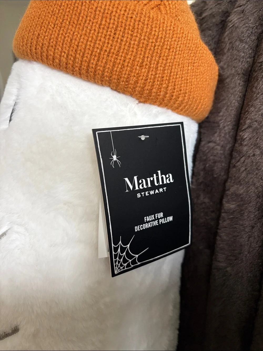 Martha Stewart White Plush Ghost Pillow with  Beanie and Brown Football